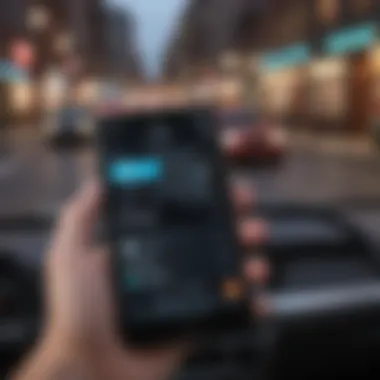 Rideshare App Experience on Modern Smartphones A smartphone displaying a rideshare app interface