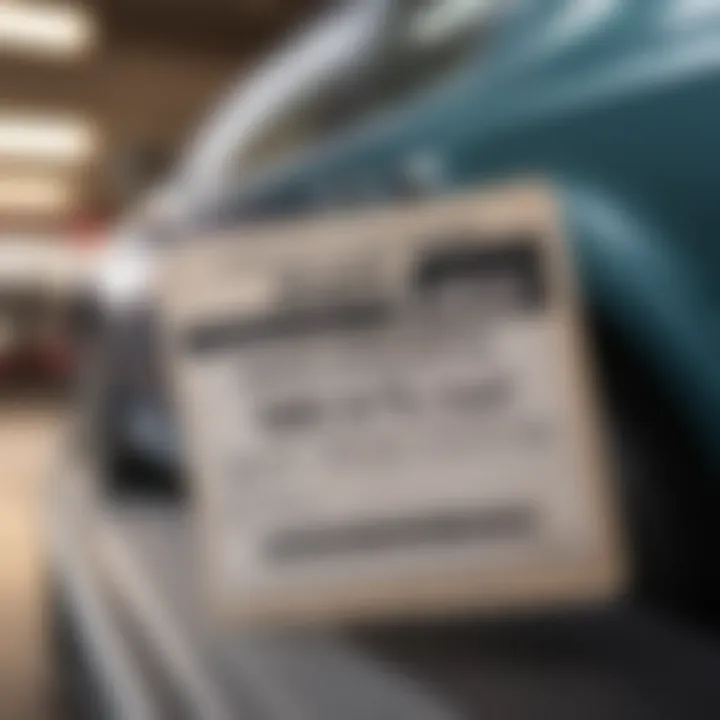 Close-up of a car's price tag on a dealership lot