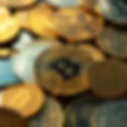 A visual representation of various cryptocurrencies overlapping each other