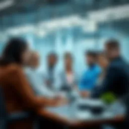 Diverse professionals in a modern office environment