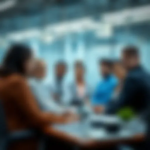 Diverse professionals in a modern office environment