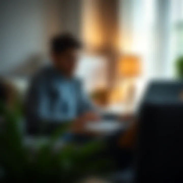 Online Tax Filing Convenience A person using a laptop to file taxes online at home