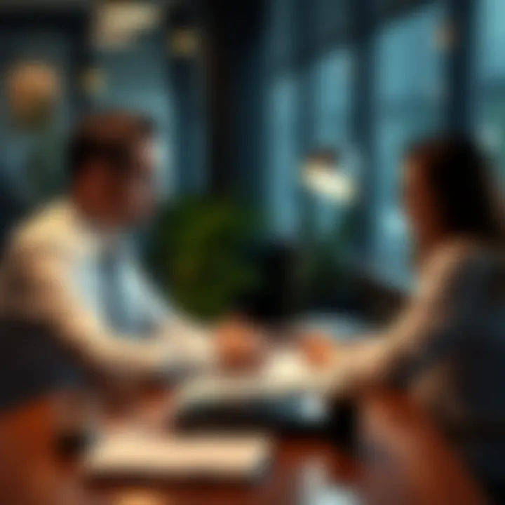 In-Person Tax Consultation A professional tax consultant discussing options with a client at a desk