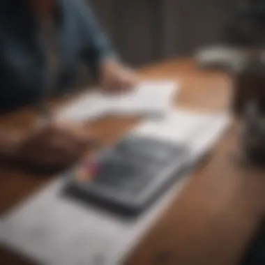 A person reviewing financial documents with a calculator