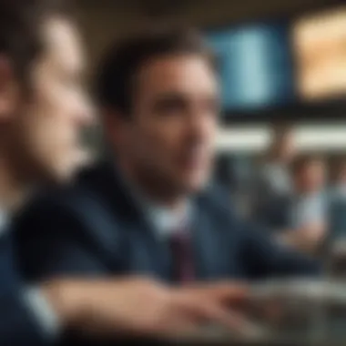 Intensity in Financial Storytelling A dramatic scene from a stock market-themed film showcasing intense trading moments.