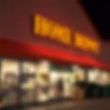 Home Depot store exterior showcasing financing signage