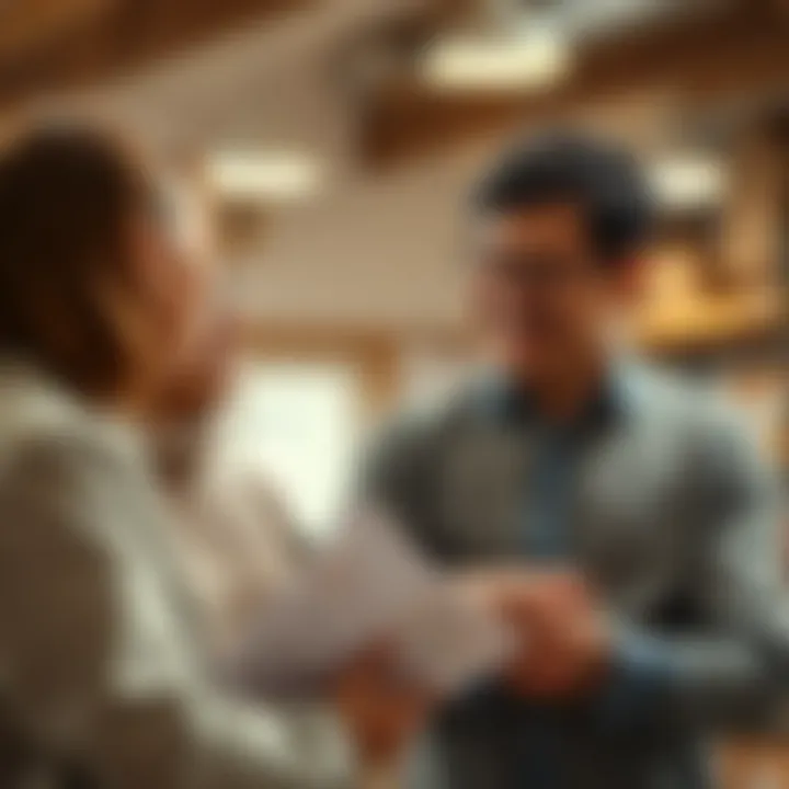 Happy homeowner discussing financing options with a consultant