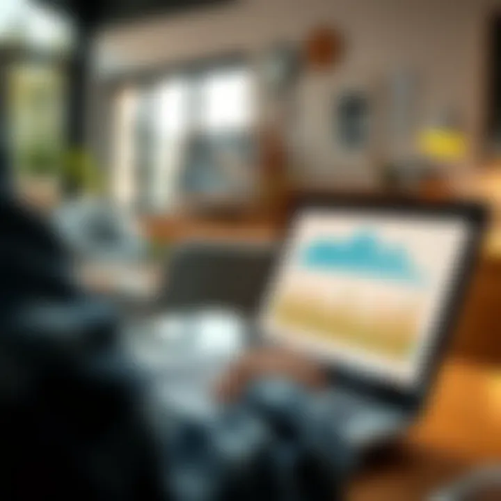 An investor analyzing real estate market trends on a laptop