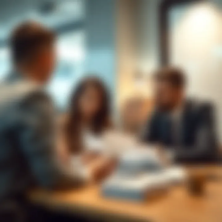 Consulting with a Bank Advisor Two individuals discussing financial options with a bank advisor