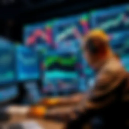 A trader analyzing stock charts on multiple screens