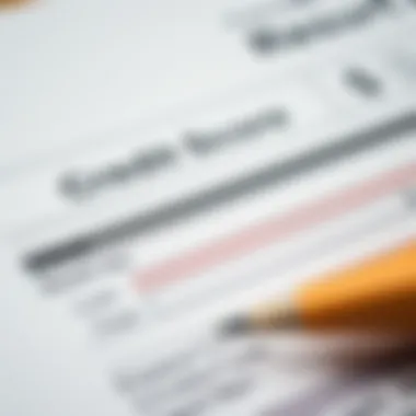 A close-up view of a credit report showing low scores.