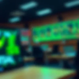 Classroom setting with forex trading charts