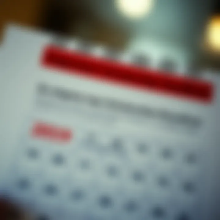 A calendar marking scholarship deadlines