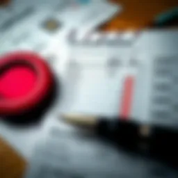 Illustration of a credit report with negative scores highlighted