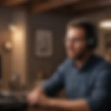 An individual listening to a podcast with financial tools