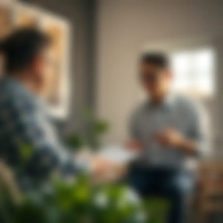 A professional discussing loan options with a homeowner