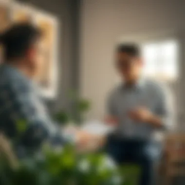 Discussing Loan Options A professional discussing loan options with a homeowner