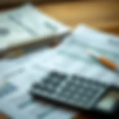 A calculator and financial documents representing financial considerations