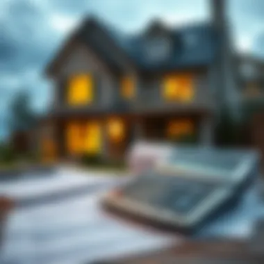 A detailed view of a home with a financial calculator and documents