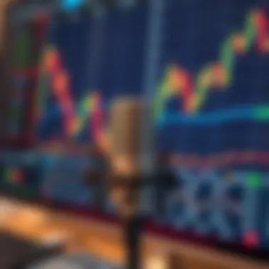 Engaging Discussions on Stock Markets Podcast microphone with stock charts