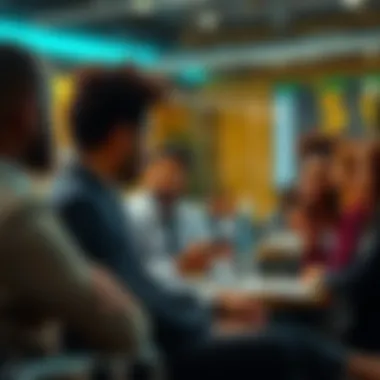 Innovative Financial Solutions Discussion Diverse group discussing innovative financial solutions