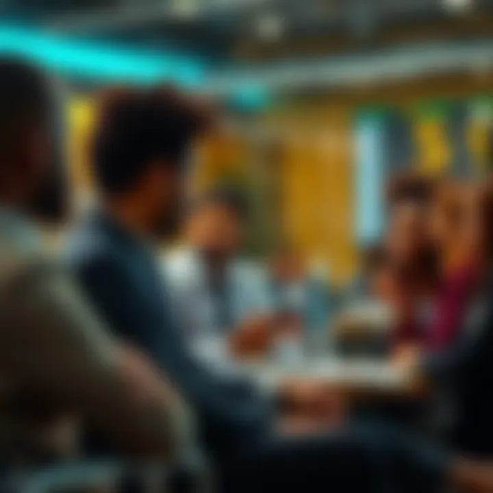 Innovative Financial Solutions Discussion Diverse group discussing innovative financial solutions