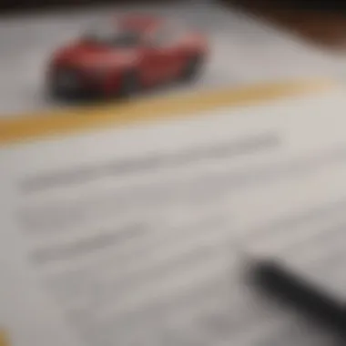 Detailed view of a car lease agreement document