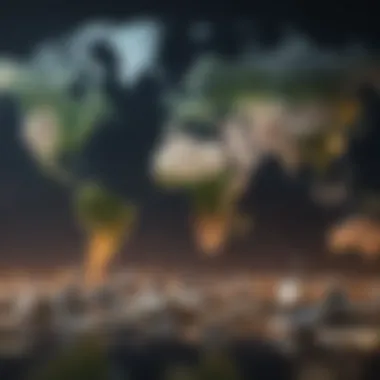 Global Events and Financial Impact World map showing global events influencing financial markets