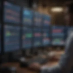 A trader analyzing charts on multiple screens